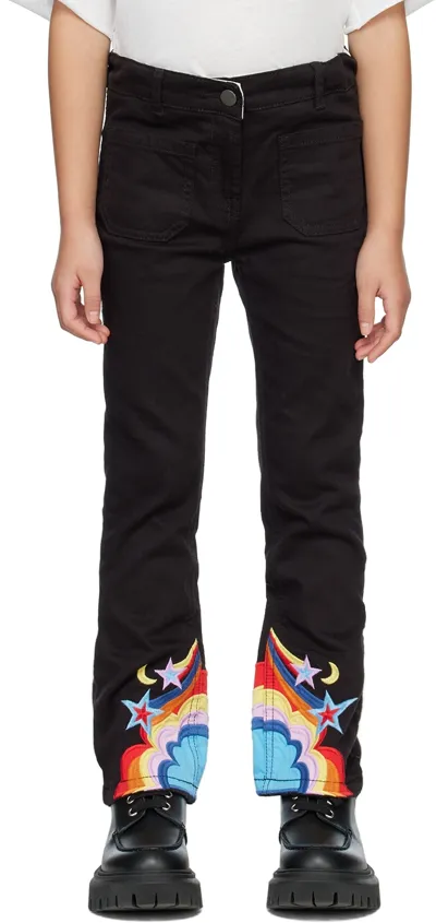 Stella Mccartney Kids Black Cosmic Embroidered Jeans In 620 Black