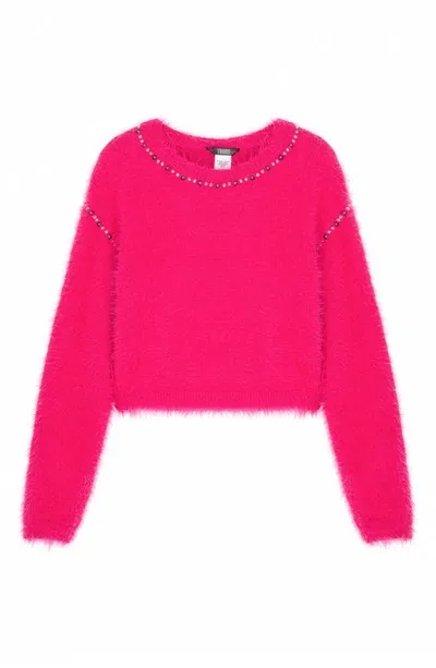 Truce Kids' Embellished Sweater In Dark Pink