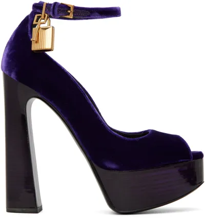 Tom Ford Velvet Platform Pumps In U6036 Violet