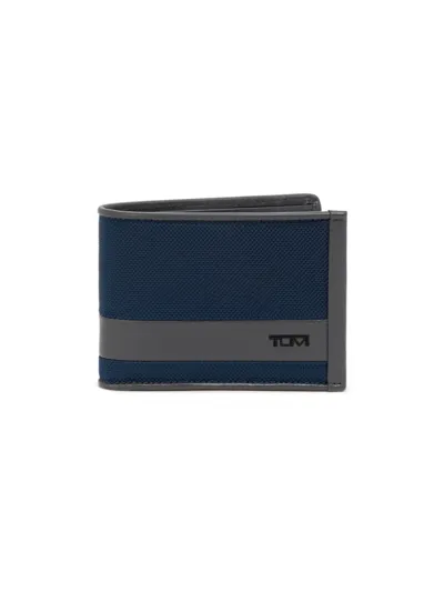 Tumi Double Billfold Wallet In Navy Grey