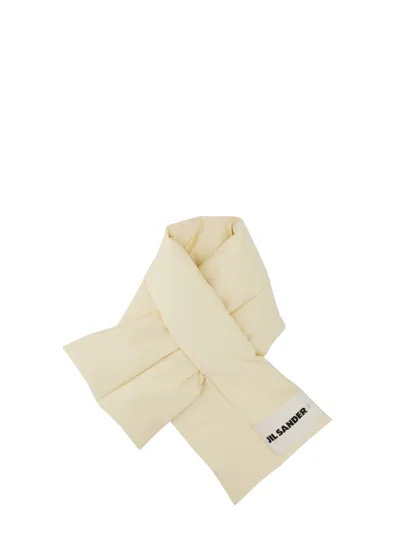 Jil Sander Logo-patch Padded Nylon Scarf In Beige