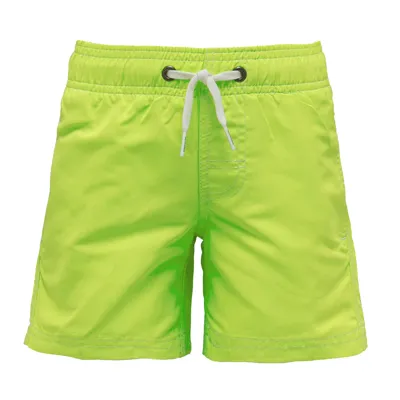 Sundek Kids' Fluo Yellow Boxer Swimsuit With Blue Logo In Giallo