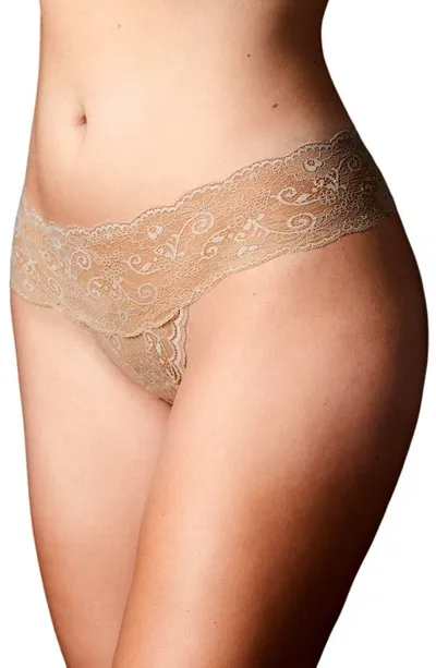 Journelle Sapna Mid Rise Lace Thong In Naturelle