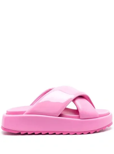 Gia Borghini Gia 25 Padded Leather Slides In Pink