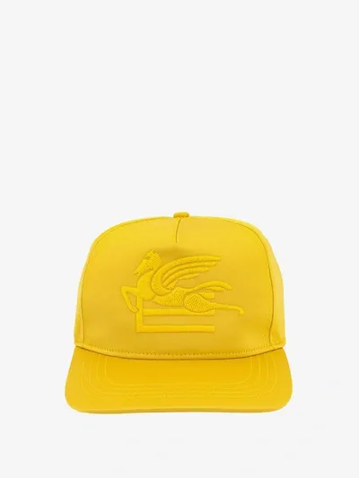 Etro Logo Embroidery Cap In Yellow