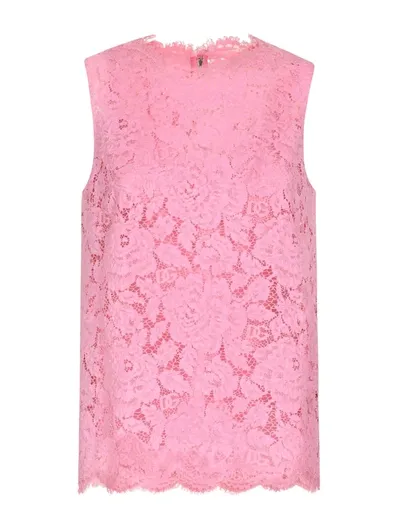 Dolce & Gabbana Corded Lace Top In Rosa