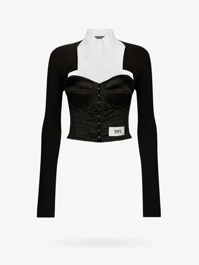 Dolce & Gabbana Black Layered-shirt Corset Top In Black  