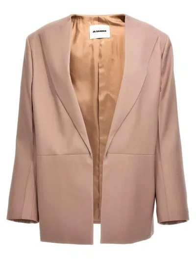 Jil Sander Single-breasted Blazer Jacket In Beige