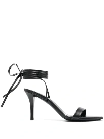 The Row Ankle-tie Leather Gladiator Sandals In Black