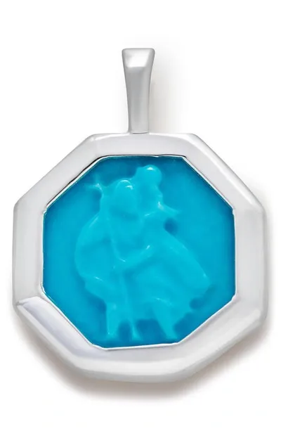 Monica Vinader St Christopher Turquoise Pendant Charm In Silver