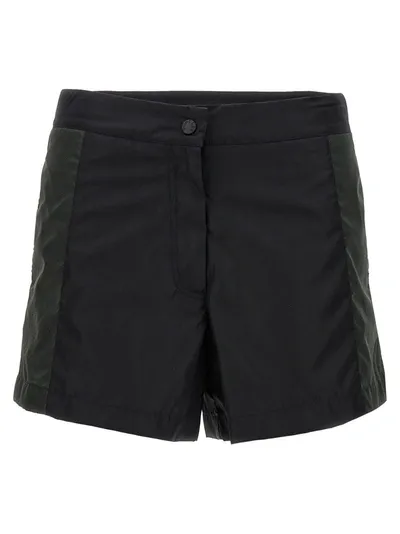 Moncler Embossed-logo Contrasting-detail Shorts In Black Multi