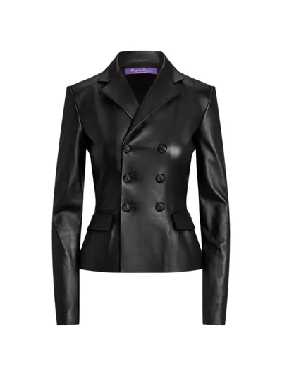 Ralph Lauren Women's Madelena Double-breasted Leather Jacket In Black