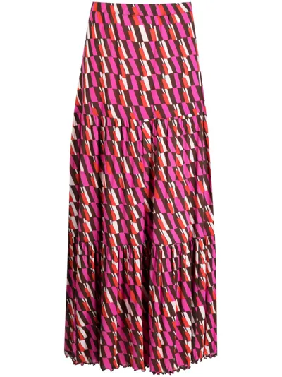 Diane Von Furstenberg Austria Printed Reversible Tulle Skirt In Pink