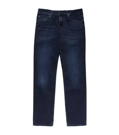 7 For All Mankind Straight Luxe Dark-wash Jeans In Navy