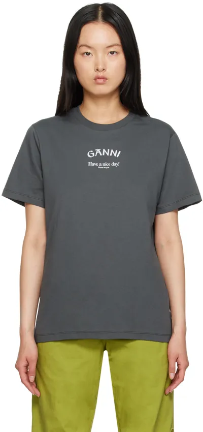 Ganni Relaxed O-neck Grey T-shirt