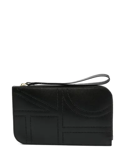 Totême Perforated Zipped Clutch Bag In Black