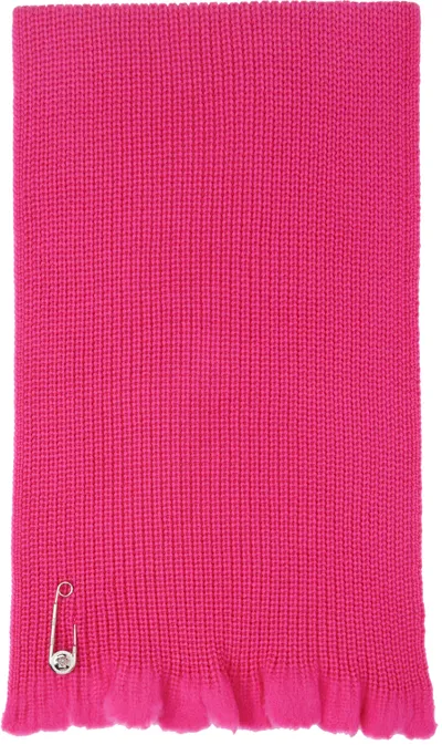 Versace Medusa Safety-pin Wool Scarf In Pink