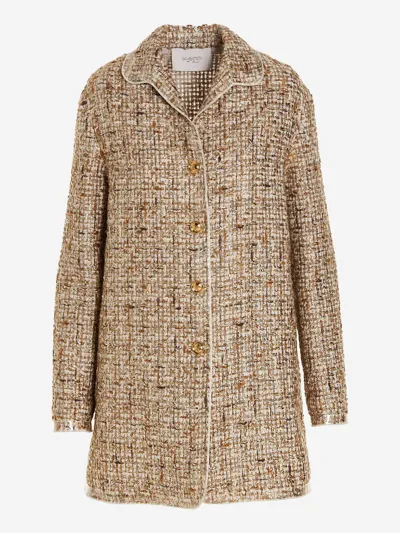 Giambattista Valli Tweed Short Coat In Gold