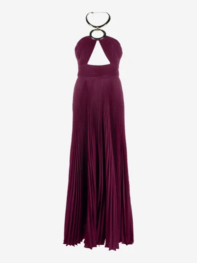 Elie Saab Cut Out Necklace Dress In Red