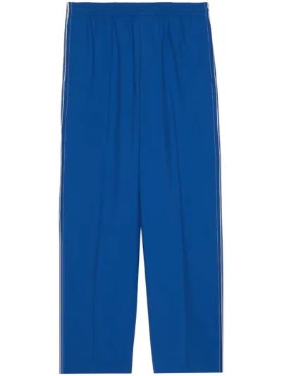 Gucci Logo-patch Wide-leg Trousers In Blue