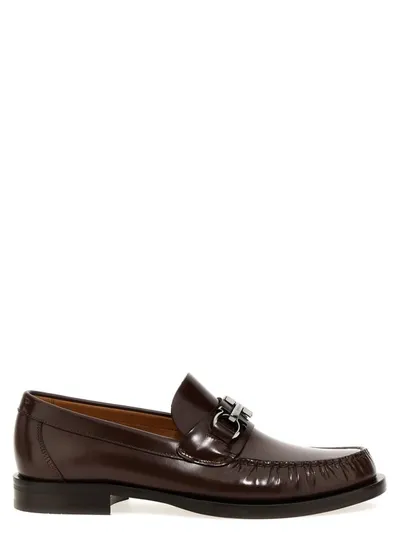 Ferragamo Fort Gancho Horsebit-plaque Loafers In Brown