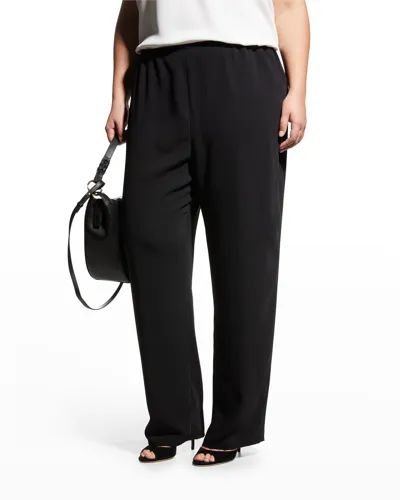 Caroline Rose Plus Plus Size Suzette Crepe Straight-leg Pants In Black