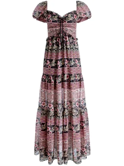 Alice And Olivia Andrea Tiered Maxi Dress In Pink