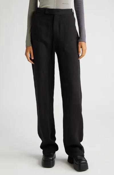 Eckhaus Latta Reinforced Cotton & Linen Relaxed Fit Trousers In Coal