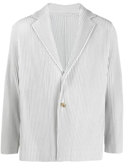 Issey Miyake Single-breasted Technical-pleated Blazer In Light Grey