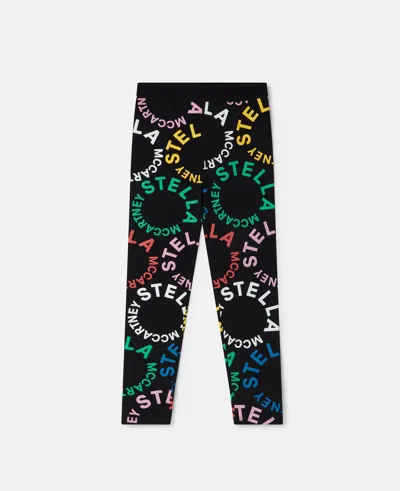 Stella Mccartney Circular Logo Leggings In Black Multicolour