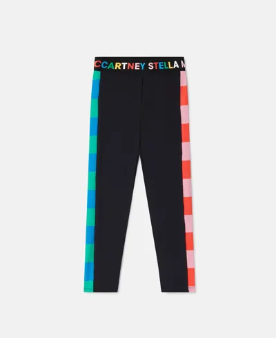 Stella Mccartney Logo Tape Striped Side Leggings In Black