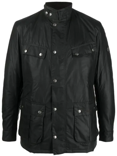 Barbour International Duke Jacket In Waxed Cotton In Blue