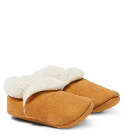 Petit Nord Baby Suede Shearling Bootie In Brown