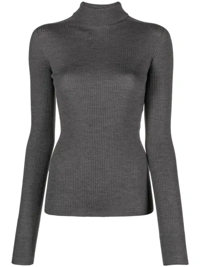 Sportmax Flavia Turtleneck Knitted Jumper In Grey