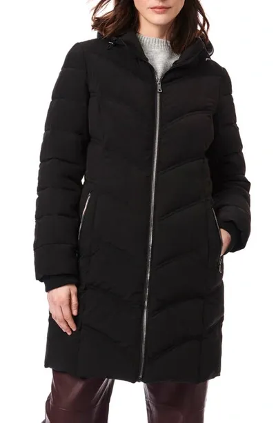 Bernardo Stretch Hooded Puffer Jacket In Black