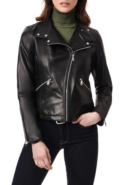 Bernardo Leather Moto Jacket In Black