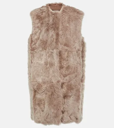 Dolce & Gabbana Shearling Vest In Beige