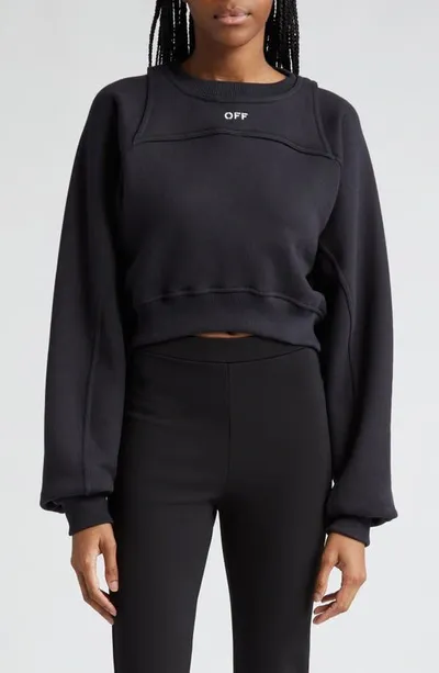 Off-white Off-stamp Round Cropped Crewneck In Black