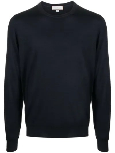 Canali Crew-neck Wool Jumper In Blue