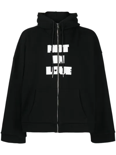 Natasha Zinko Text-print Hooded Jacket In Black