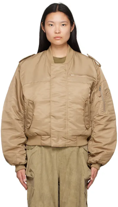 Entire Studios Tan A-2 Bomber Jacket In Camel