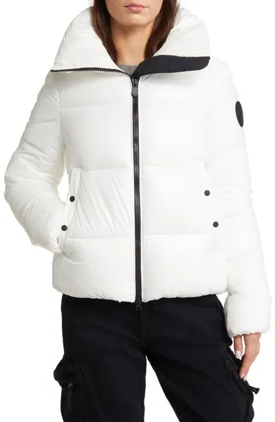 Save The Duck Logo-patch Puffer Jacket In Off White