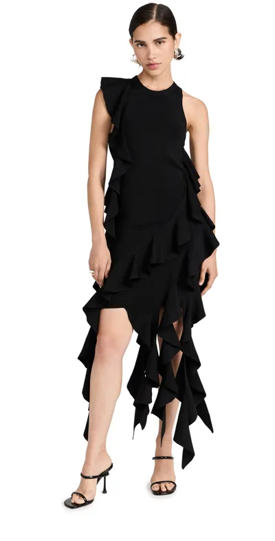 Simkhai Wilda Cascade Ruffle Dress In Schwarz