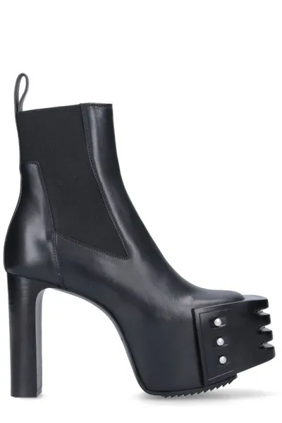 Rick Owens Luxor Grilled Platform Boots In Black