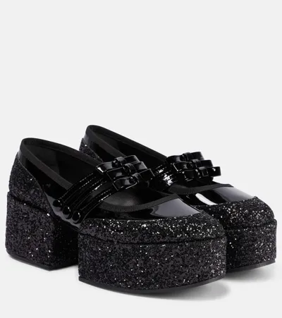 Noir Kei Ninomiya Glitter-embellished Loafers In Black