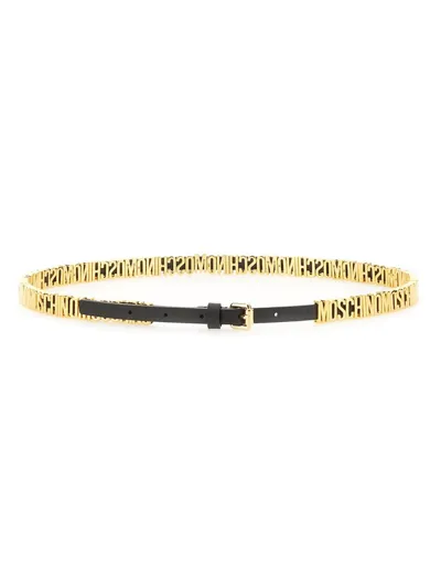 Moschino Logo Plaque Belt In Black