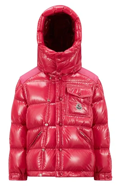 Moncler Kids' Karakorum Shiny Nylon Down Jacket In Bright Pink