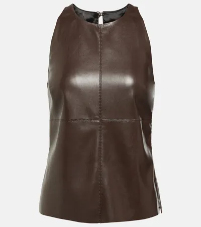 Nanushka Faux-leather Tank Top In Brown