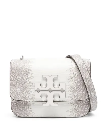 Tory Burch Eleanor Lizard Small Shoulder Bag In White