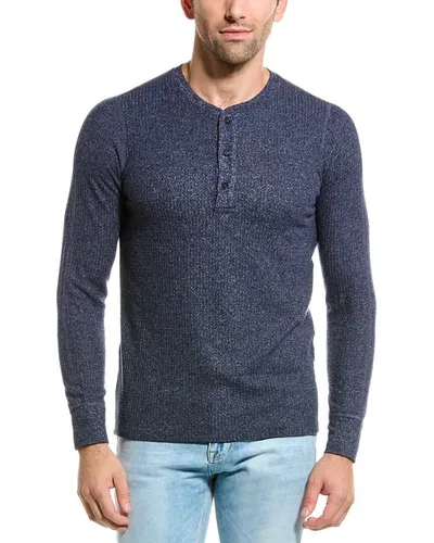 Velvet By Graham & Spencer Anthony Cozy Thermal Henley Shirt In Blue